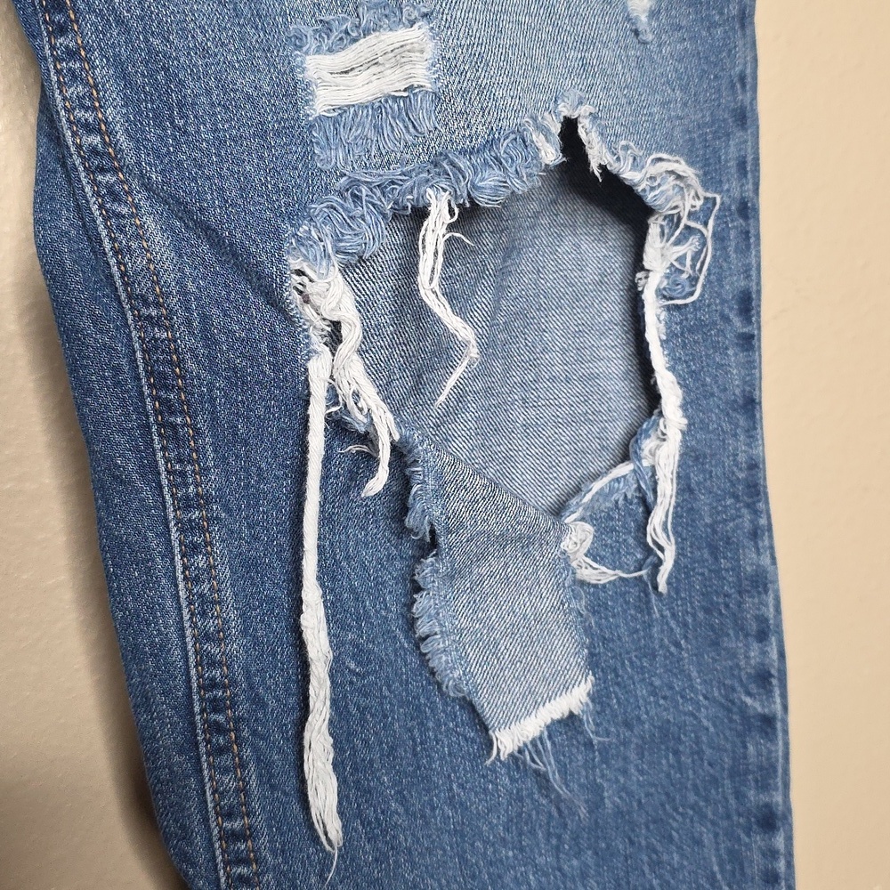 KanCan Bobbie Ultra High Waist Distressed Rigid Denim Jeans Straight Relax 13/30 - Picture 11 of 16
